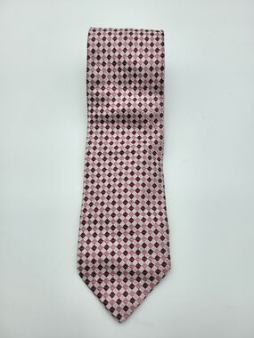 Hugo Boss Pink Geometric Silk-Effect Tie